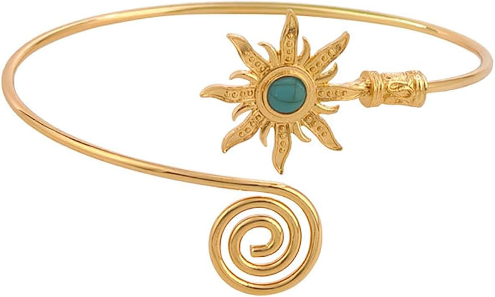 MXUHUI Gold Silver Sun Arm Cuff for Women Turquoise Open Adjustable Upper Arm Bangle Coil Swirl A... | Amazon (US)