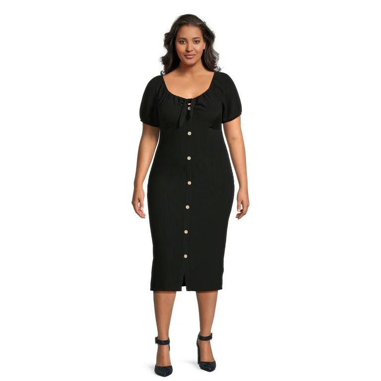 No Boundaries Juniors Plus Size Wiggle Knit Midi Dress | Walmart (US)