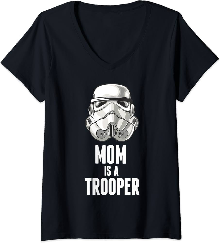 Womens Star Wars Stormtrooper Mom Is A Trooper V-Neck T-Shirt | Amazon (US)