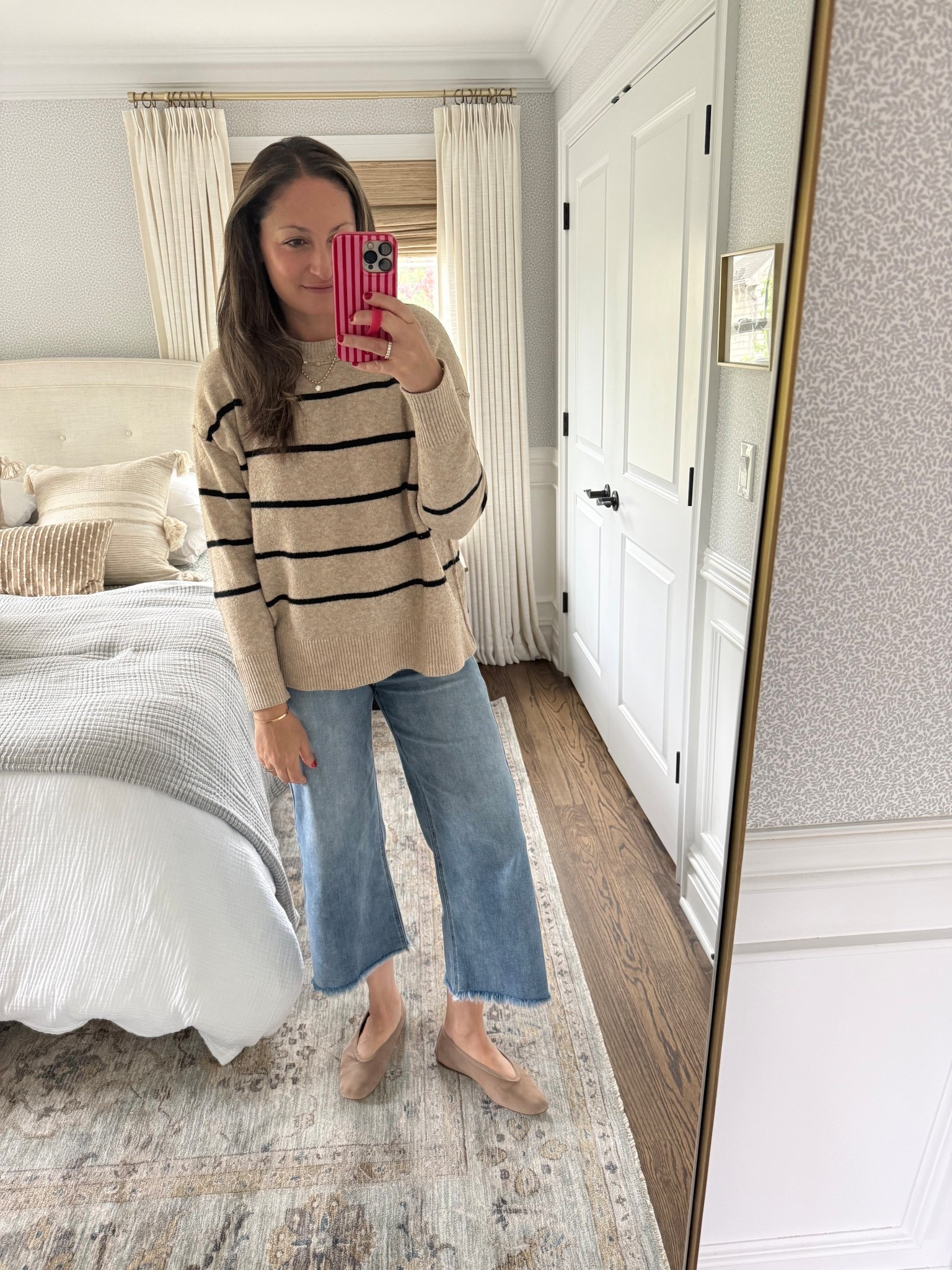 Rainy day OOTD! Still love these jeans (under $100!!) I just trimmed the hem a tiny bit. Ballet flats are a go-to shoe this time of year too!! 

#LTKootd #LTKdayinmylife #LTKSeasonal