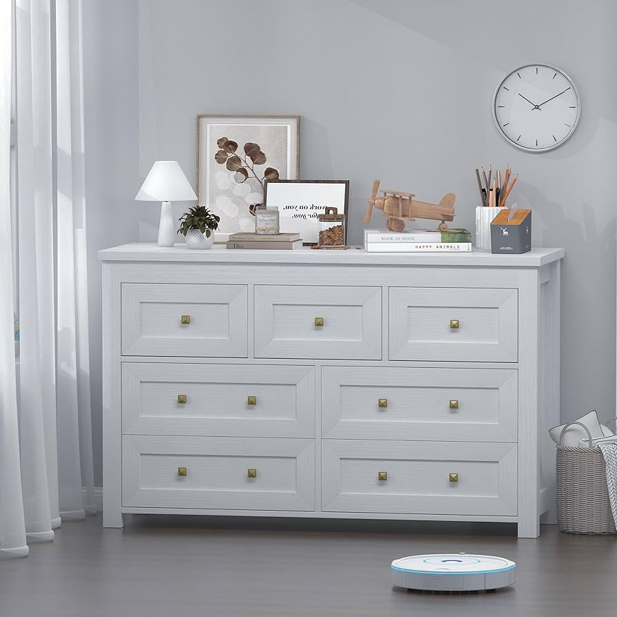 BORNOON 7 Drawer Dresser for Bedroom,Modern Farmhouse Chest of Drawers, Wood Dressers Storage Org... | Amazon (US)