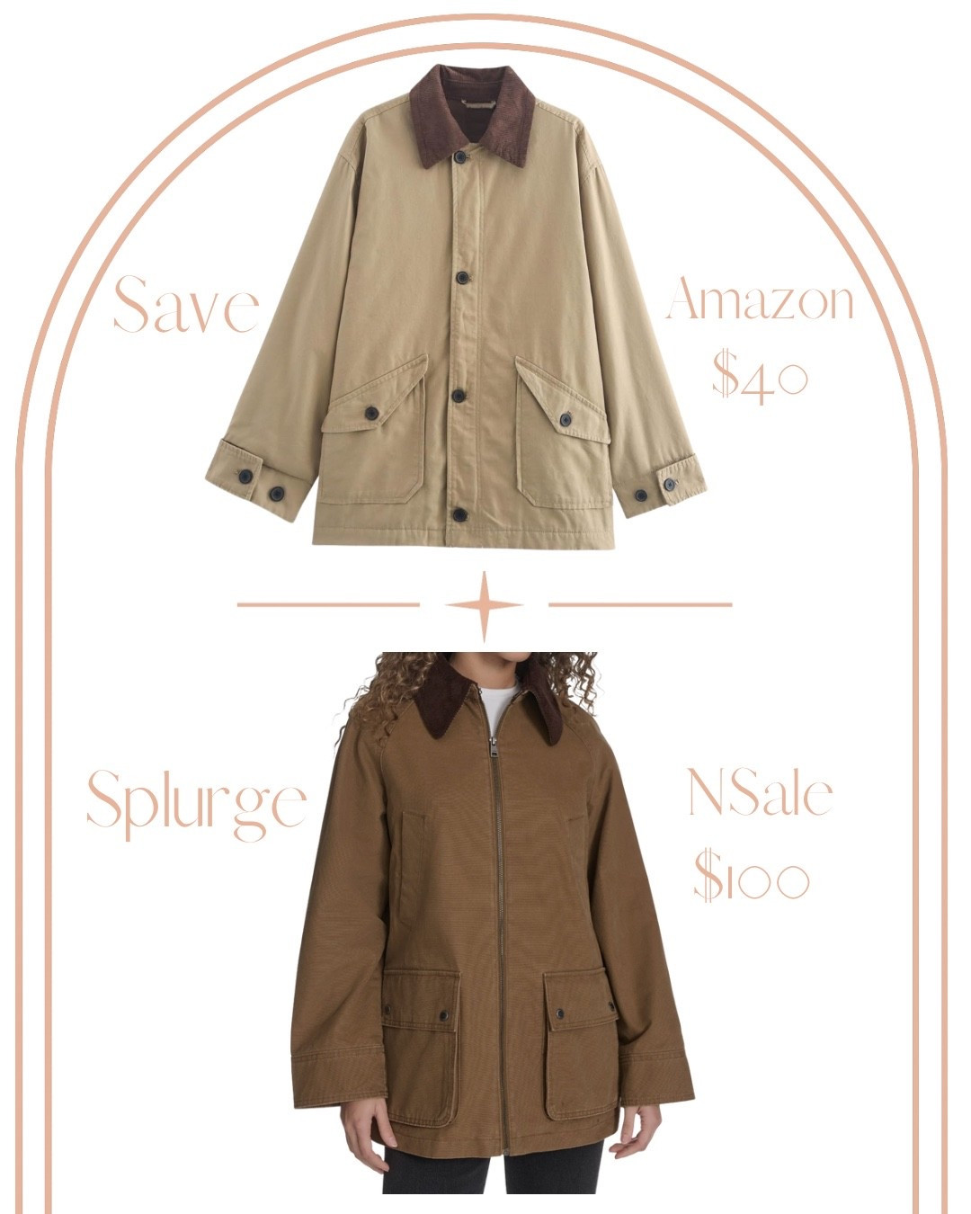 Save vs splurge 
This barn jacket is on trend this year and on sale during the NSale, but I found a similar option for a lot less! 

#LTKSaleAlert #LTKFindsUnder50 #LTKStyleTip
