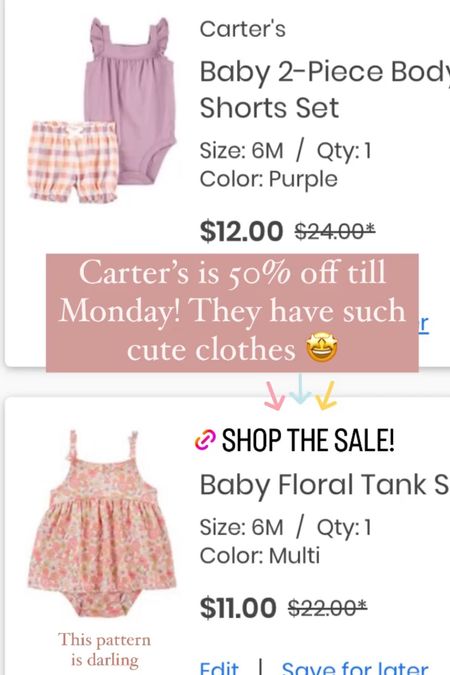 Take advantage of the Carter’s 50% off sale!! So many cute clothes 🤩 baby girl clothes, carters, baby clothes 

#LTKbaby #LTKfamily #LTKkids