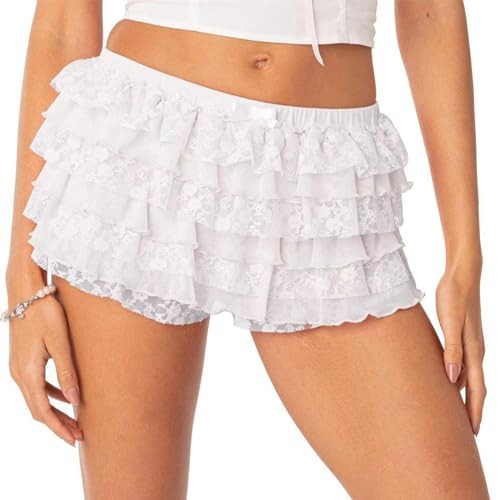 Women Ruffle Shorts Lolita Bloomers Y2k Fairy Lace Layered Pumpkin Pants Sweet Cute Panties | Amazon (US)