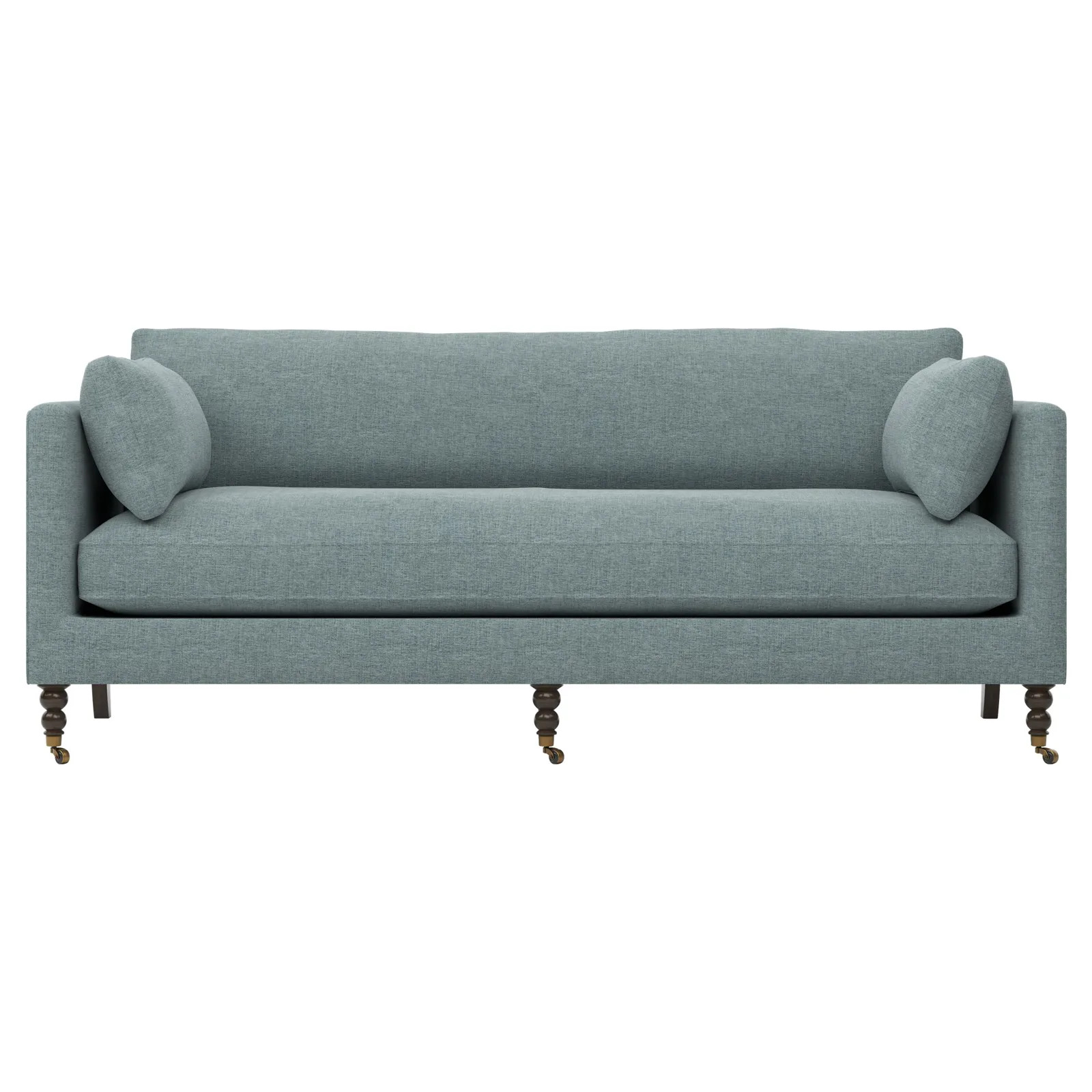 Madeline Heathered Teal Velvet Sofa - 84 | Kathy Kuo Home