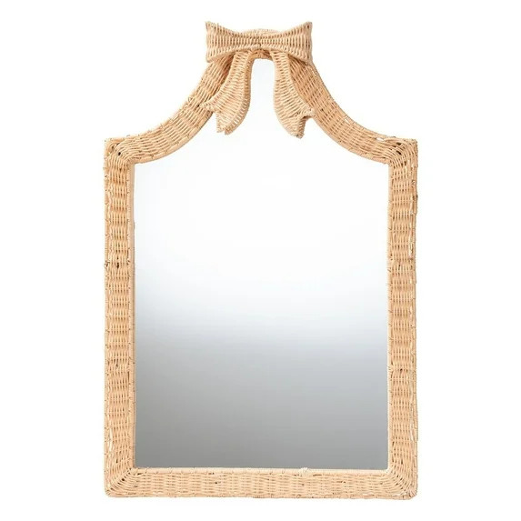 bali & pari Natural Rattan Wall Mirror - Handwoven Arched Mirror with Scalloped Corners | Walmart (US)