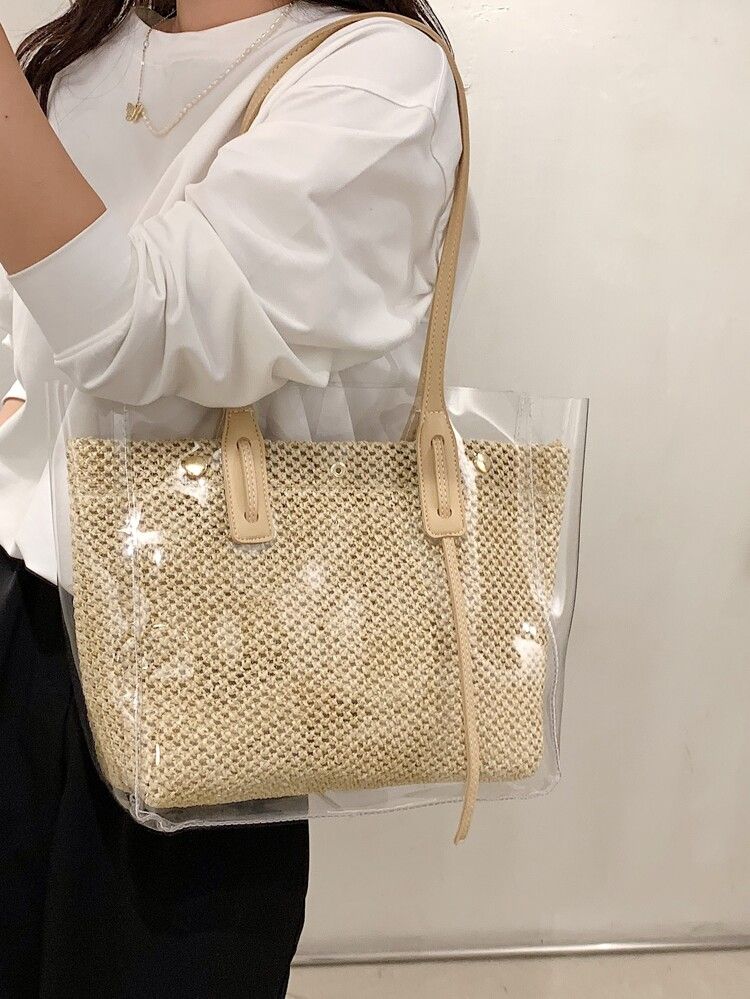 Clear Minimalist Straw Bag | SHEIN