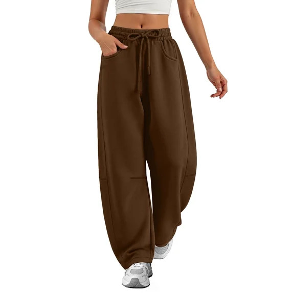Sundazz Barrel Sweatpants Women Baggy Wide Leg Sweat Pants Drawstring Workout Pants with Pockets,... | Walmart (US)