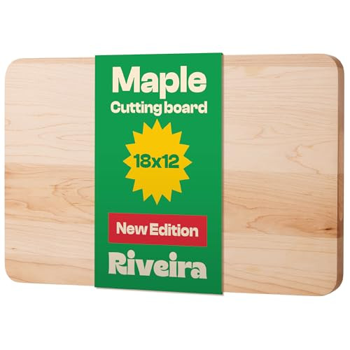 Riveira Maple Wood Cutting Board – Gourmet Maple Grandeur: 18 x 12 Wooden Cutting Board – Natural Wooden Cutting Boards For Kitchen Decorative – Innovative Juice Grooves Maple Wooden Chopping Board | Amazon (US)