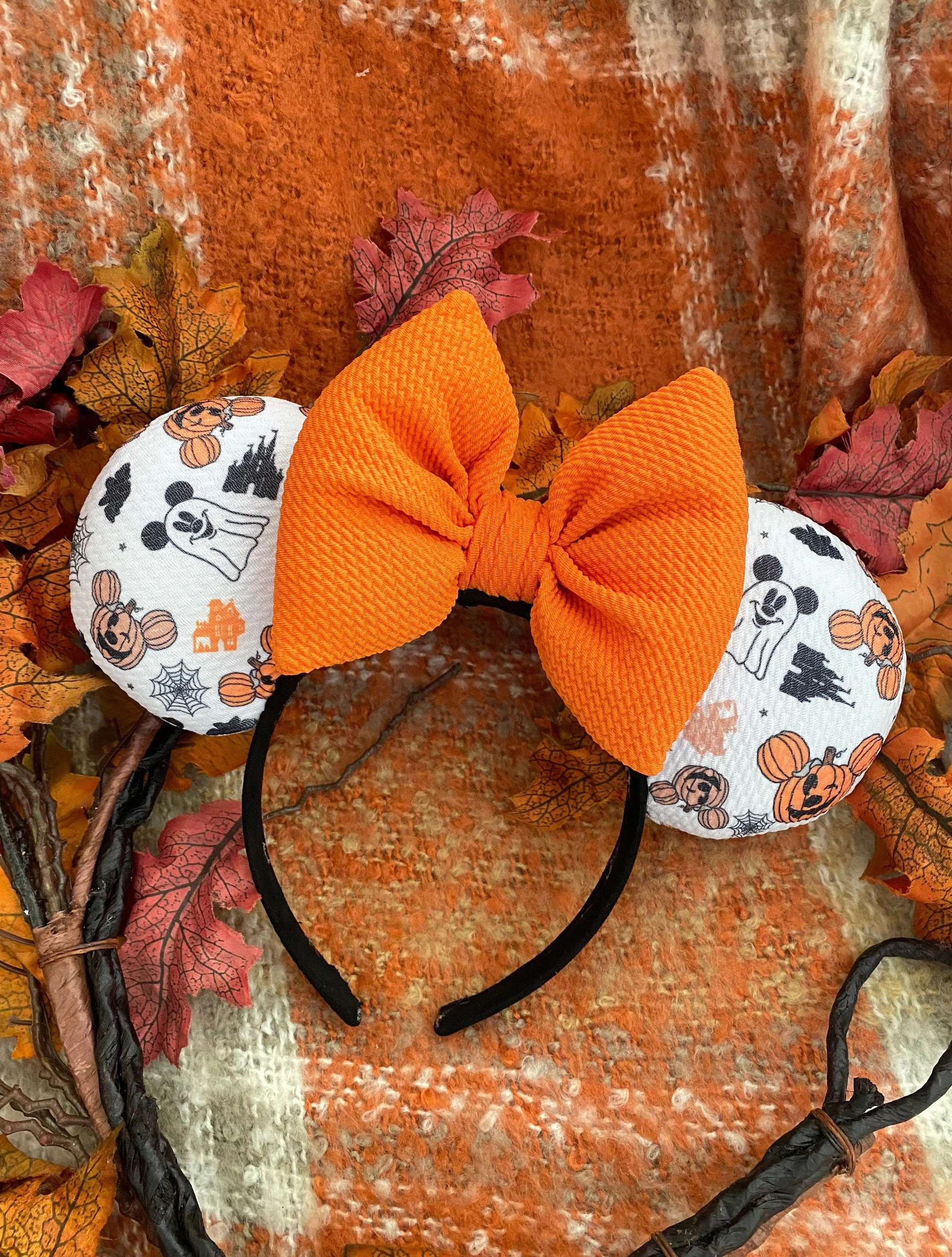Halloween Minnie Ears, Fall Minnie Ears, Adorable Ghost Mickey Ears, Pumpkin Mickey Ears, Disney ... | Etsy (Global)