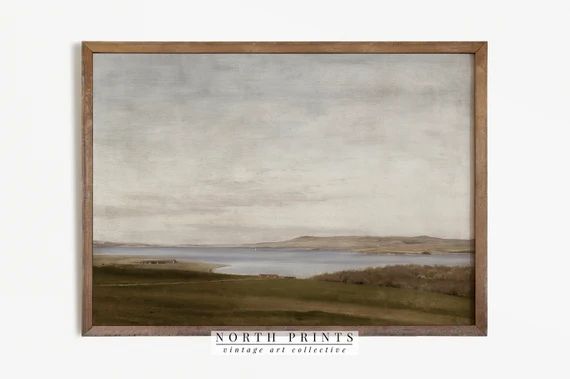 Vintage Landscape Painting | Farmhouse Coastal Wall Decor PRINTABLE Digital Print | 476 | Etsy (US)