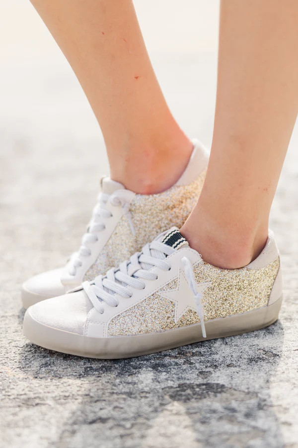 Girls Shu Shop: Do What You Love Gold Glitter Sneakers | The Mint Julep Boutique
