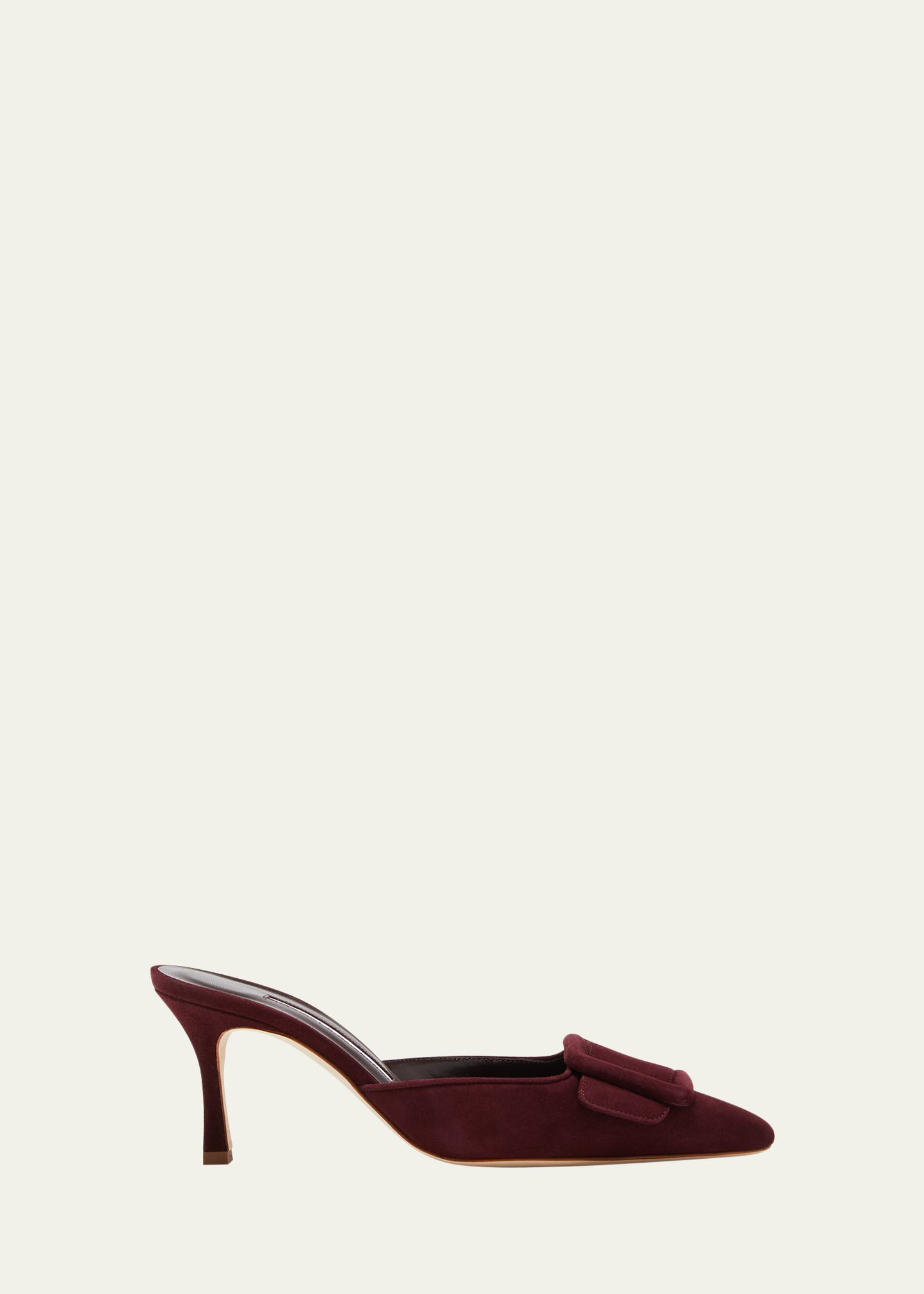 Manolo Blahnik Maysale Suede Buckle Mules | Bergdorf Goodman