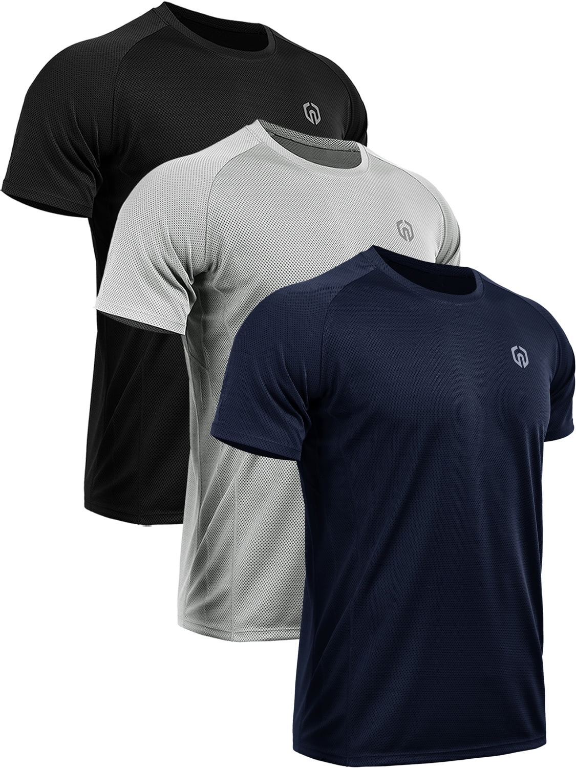 NELEUS Mens Dry Fit Mesh Athletic Shirts 3 Pack,Black+Gray+Navy Blue,US Size S | Walmart (US)