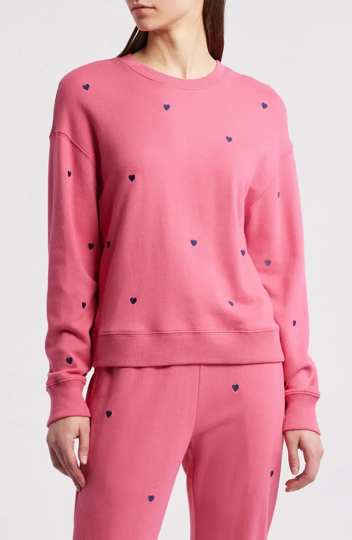 Ramona Heart Embroidered Cotton & Modal Sweatshirt | Nordstrom