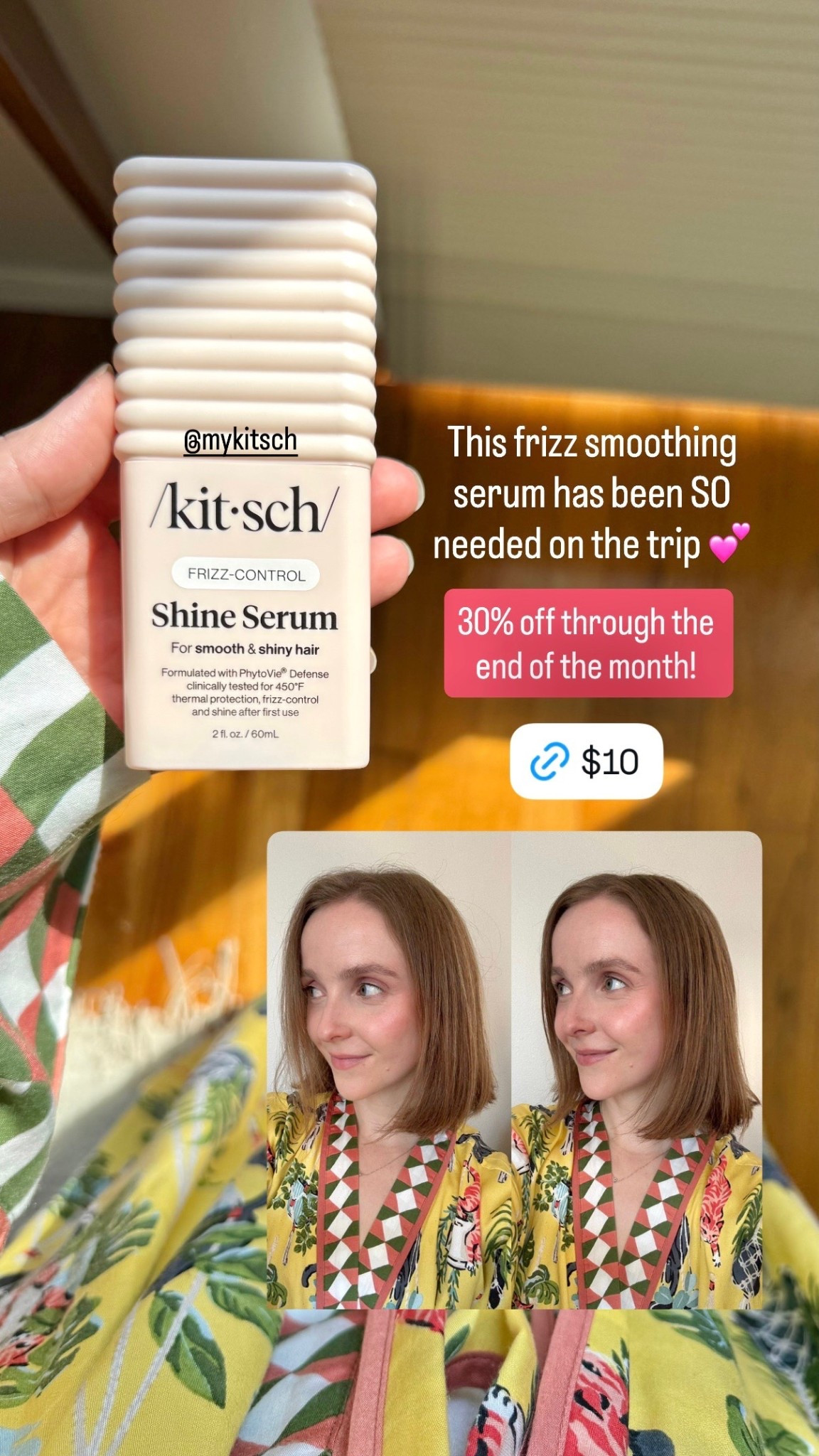 Frizz shine serum from kitsch!
Calms my frizz and makes my hair look so shiny and sleek 


#LTKgrwm #LTKBeauty #LTKdayinmylife