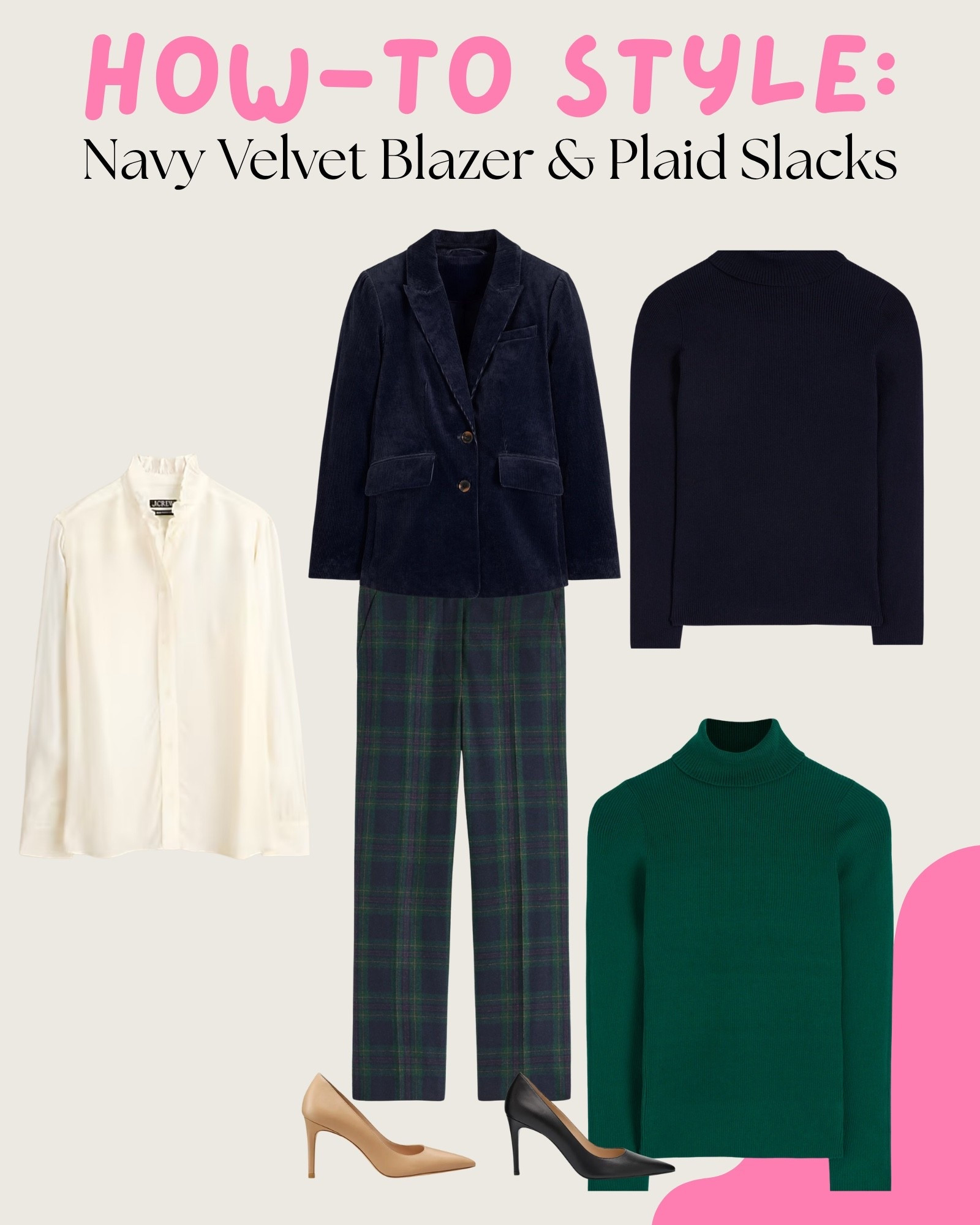 Almost everyone has a navy or black blazer in their closet. Sometimes we need a little refresh to give it new life. 🪄

Here is idea three, an entirely different look. You can see yourself wearing this throughout the fall and winter; having different tops gives it variety. The green top is my personal favorite! 🎄

#LTKStyleTip #LTKWorkwear #LTKHoliday