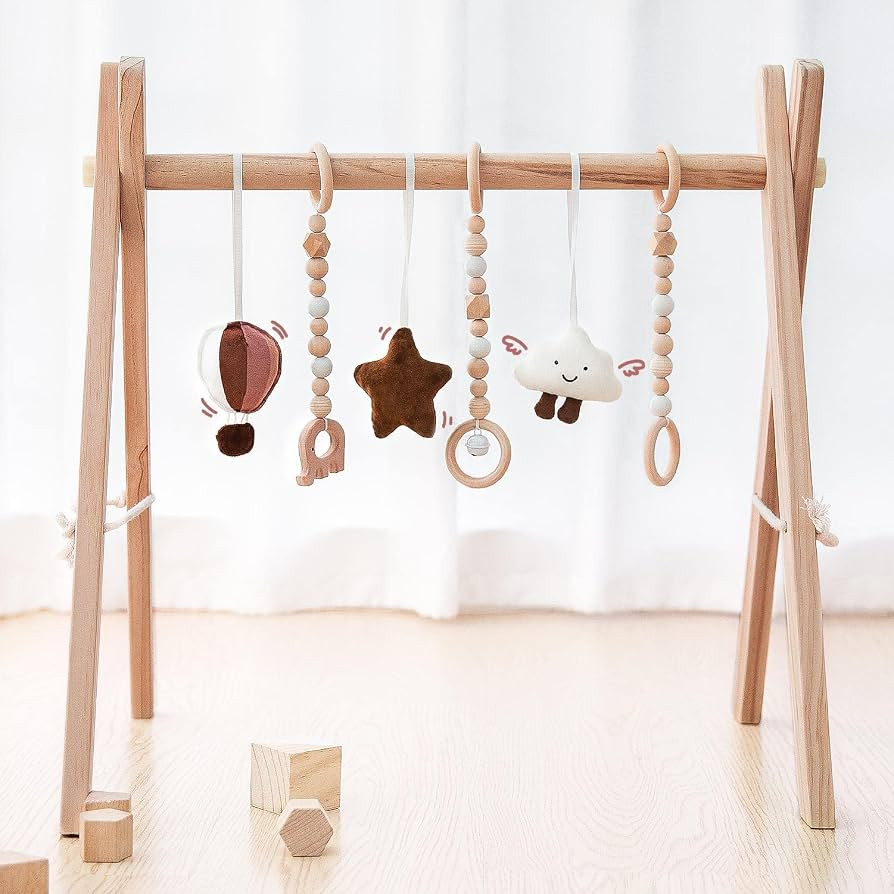 Razee Wooden Baby Play Gym Foldable Baby Gym Portable, Infant Frame Activity Gym Hanging Bar for ... | Amazon (US)