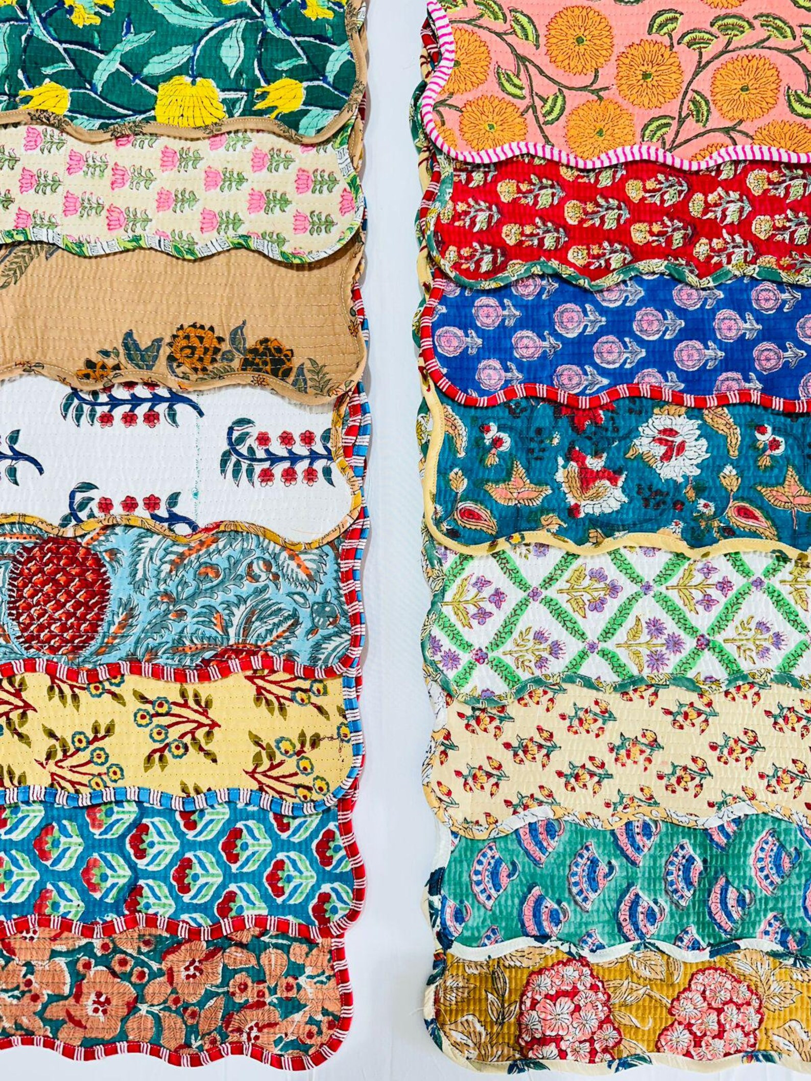 Hand Block Printed Set of 4 Placemats, Unique Artistic, Linen Napkins Placemats Set Table Mats Wi... | Etsy (US)