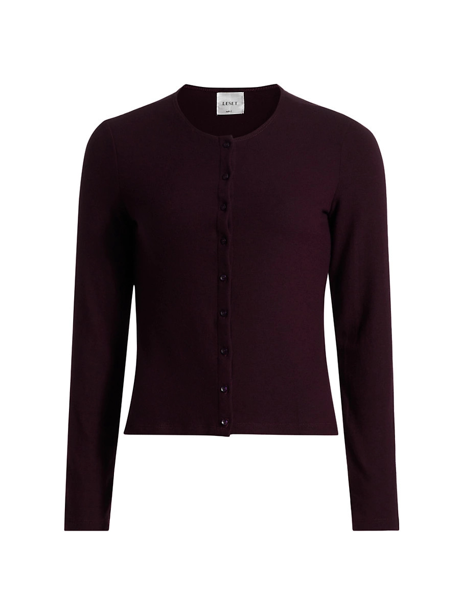 Women's Lauren Classic Knit Crop Cardigan - Dark Berry - Size Small | Saks Fifth Avenue