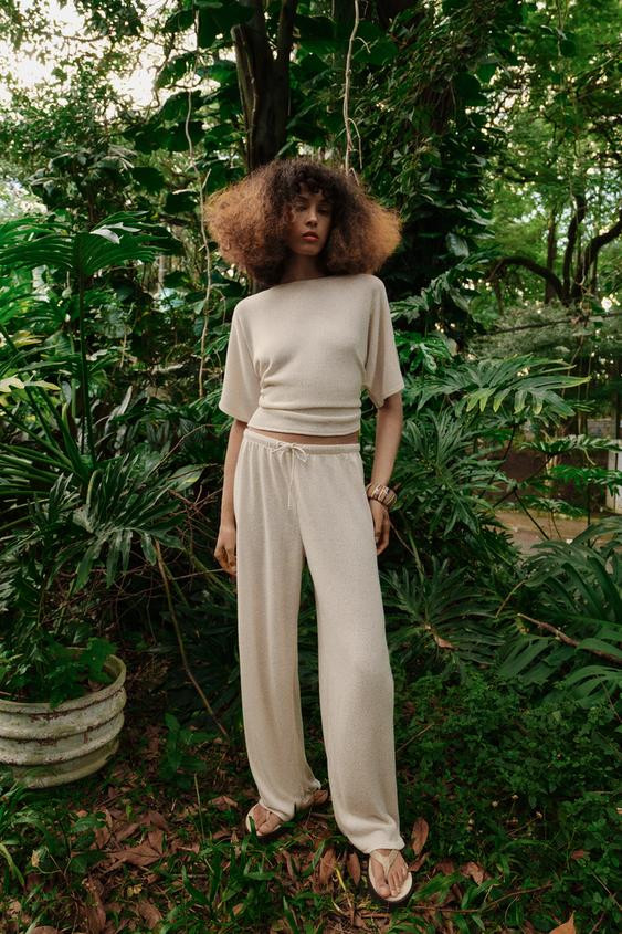 RUSTIC WIDE-LEG TROUSERS | Zara UK