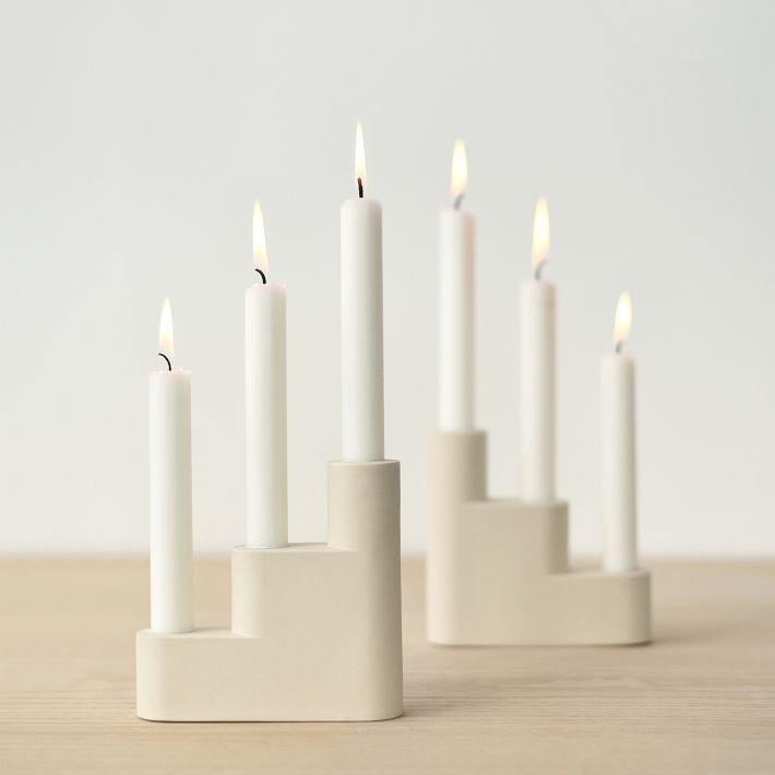 Misewell Step Ceramic Candelabra - White | West Elm (US)
