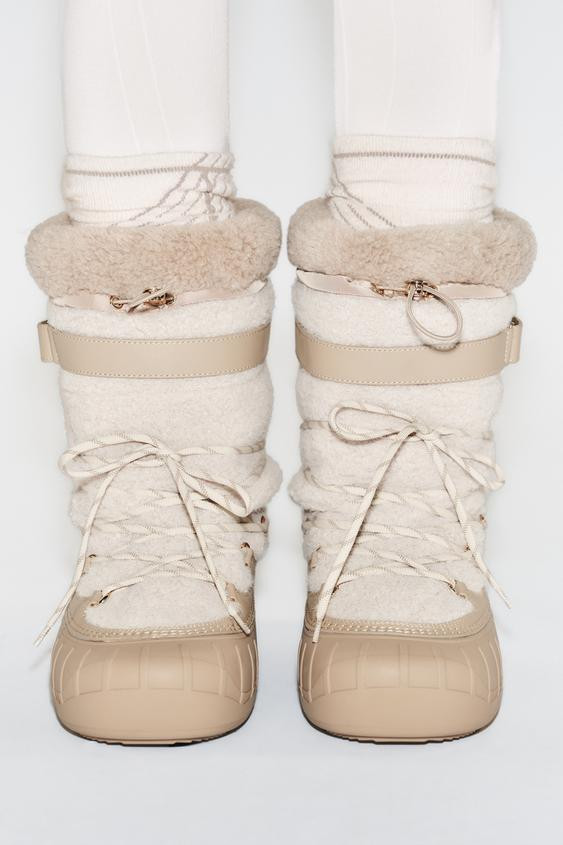 FAUX SHEARLING ANKLE BOOTS SKI COLLECTION | Zara US