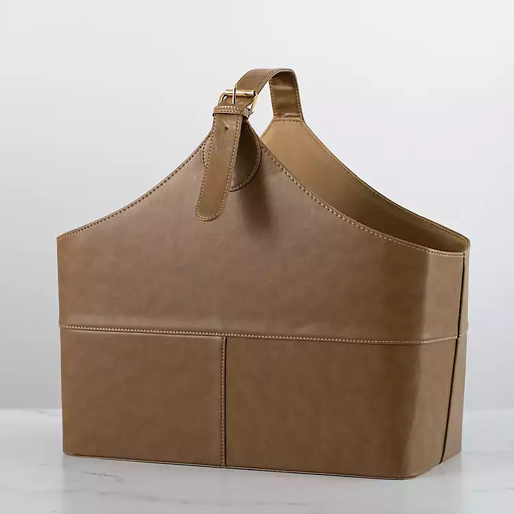 Tan Vegan Leather Tote Organizer | Kirkland's Home