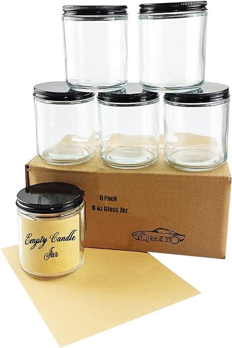 8 OZ Empty Candle Jars,6 Pack Glass Jars with Metal Lids and Kraft Labels Perfect for Candle Jars... | Amazon (US)