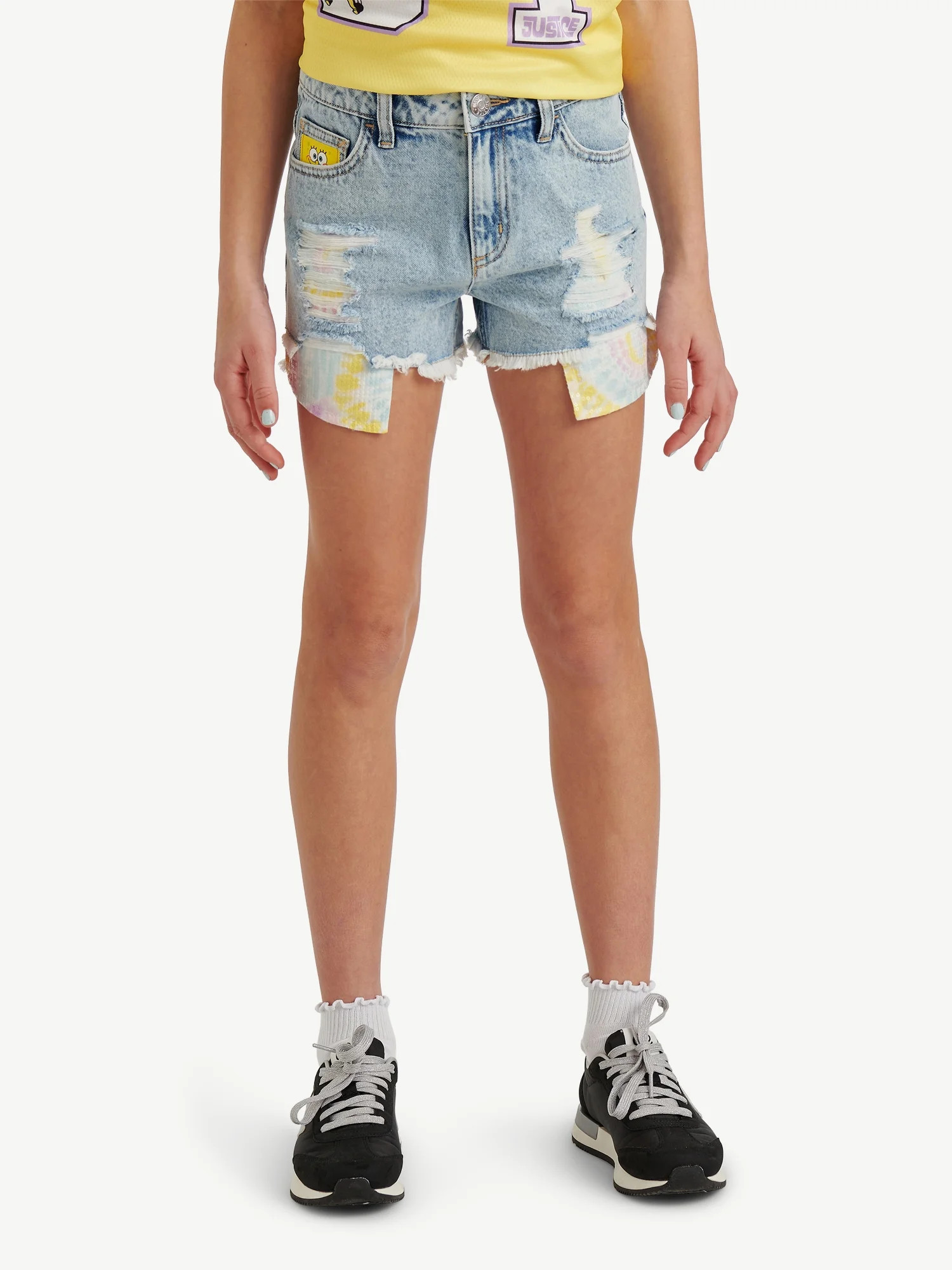 Spongebob X Justice Girls Sequin Denim Short, Sizes 6-18, Slim & Plus | Walmart (US)