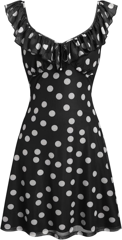 CIDER Womens Polka Dots Sleeveless V Neck Midi Casual Dress Summer Going Out Mini Tank Dress | Amazon (US)