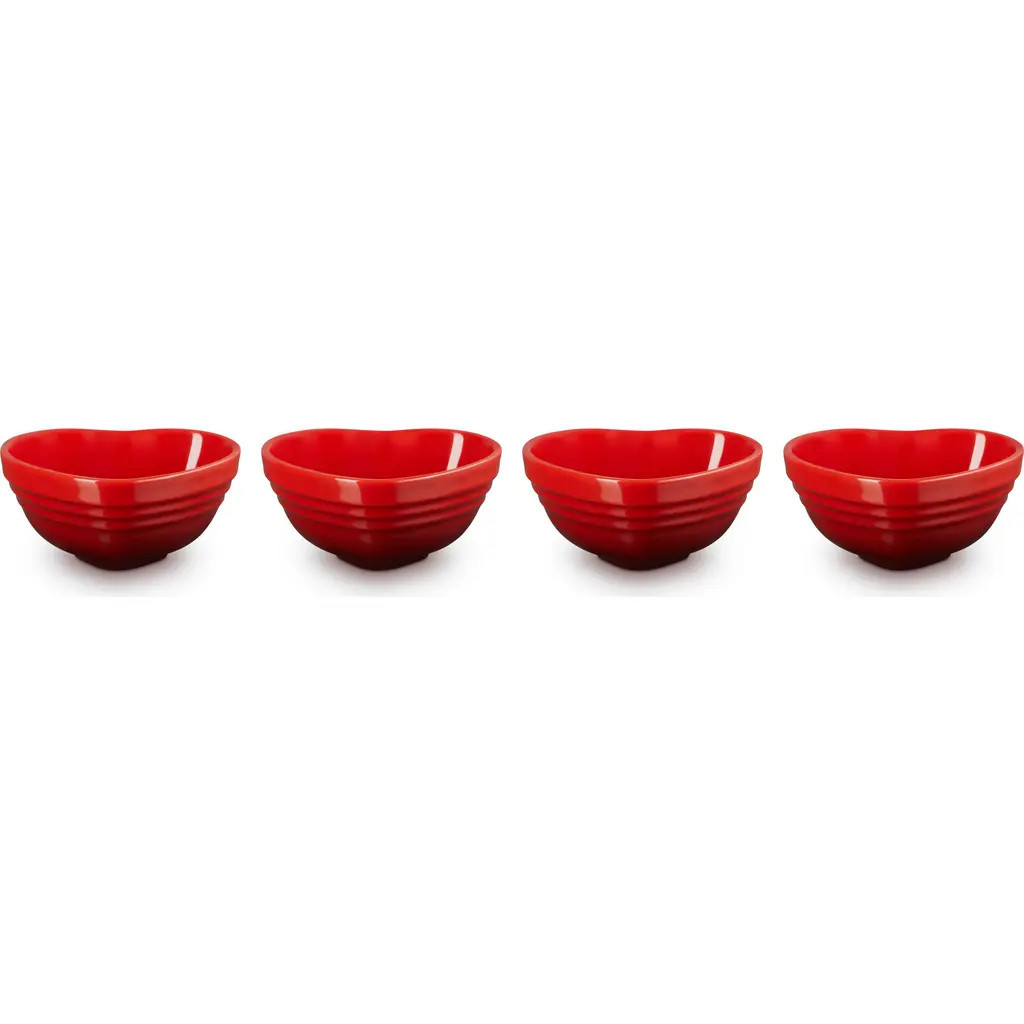 Le Creuset Set of 4 Stoneware Mini Heart Pinch Bowls in Cerise at Nordstrom | Nordstrom