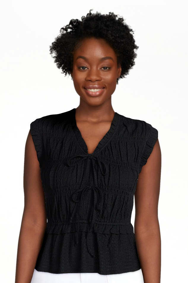Time and Tru Women's Textured Tie Front Top, Sizes XS-XXXL | Walmart (US)