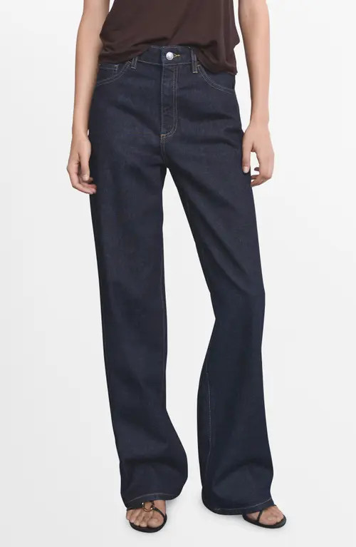 MANGO Danila Raw Hem High Waist Wide Leg Jeans in Open Blue at Nordstrom, Size 0 | Nordstrom