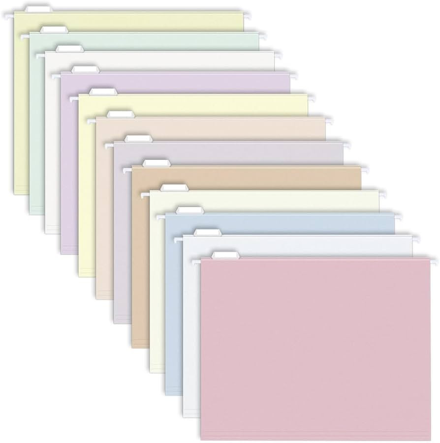 Magdurnus MagDurnus Hanging File Folders, Pastel Color Design,Letter Size with 1/5 Adjustable Cut... | Amazon (US)