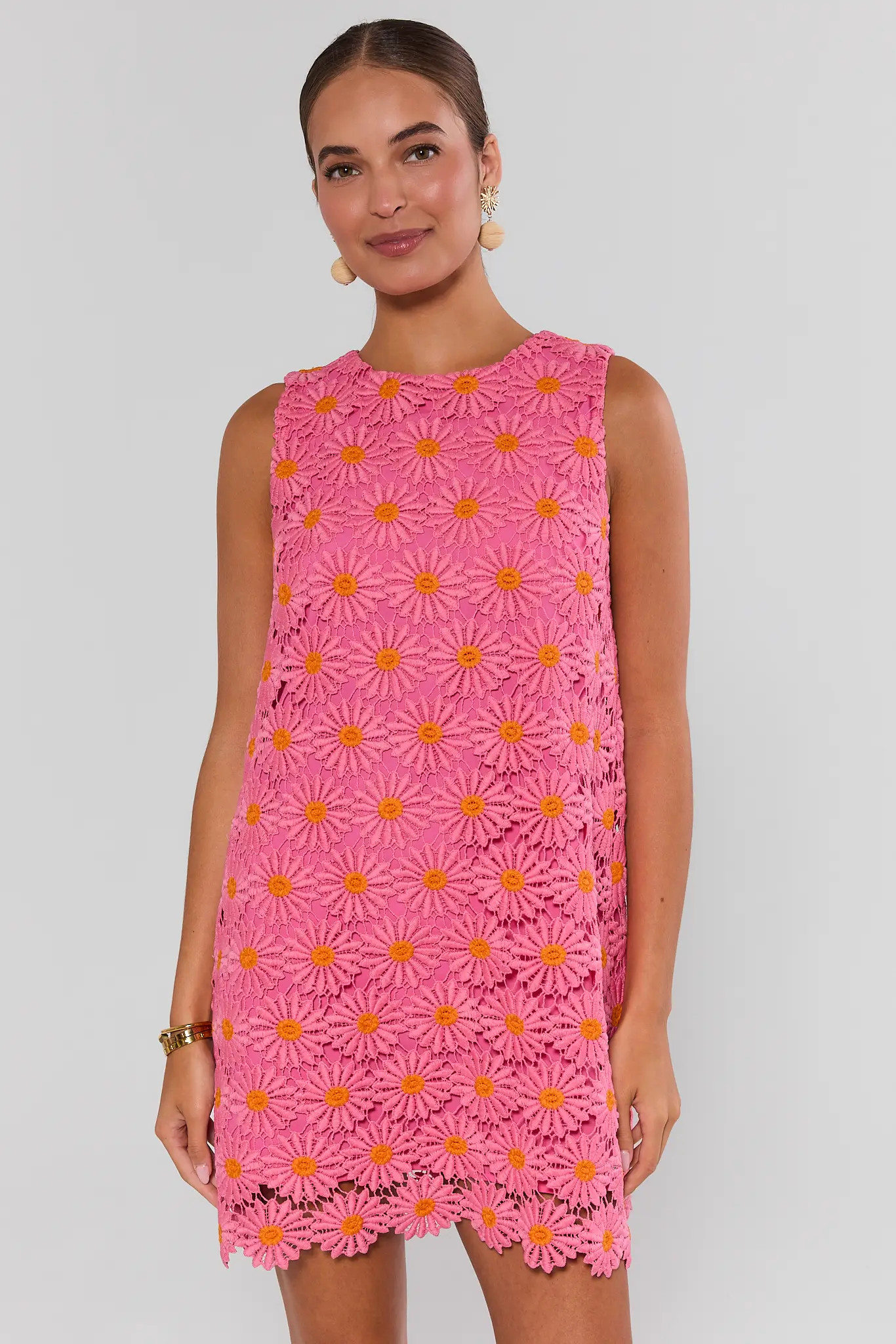 Pink Floral Overlay Short Dress | Avara