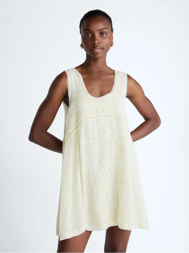 Scoop Women's and Women's Plus Embroidered Mini Dress, Sizes XS-4X | Walmart (US)