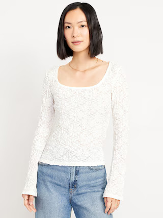 Textured Lace Scoop-Neck Top | Old Navy (US)