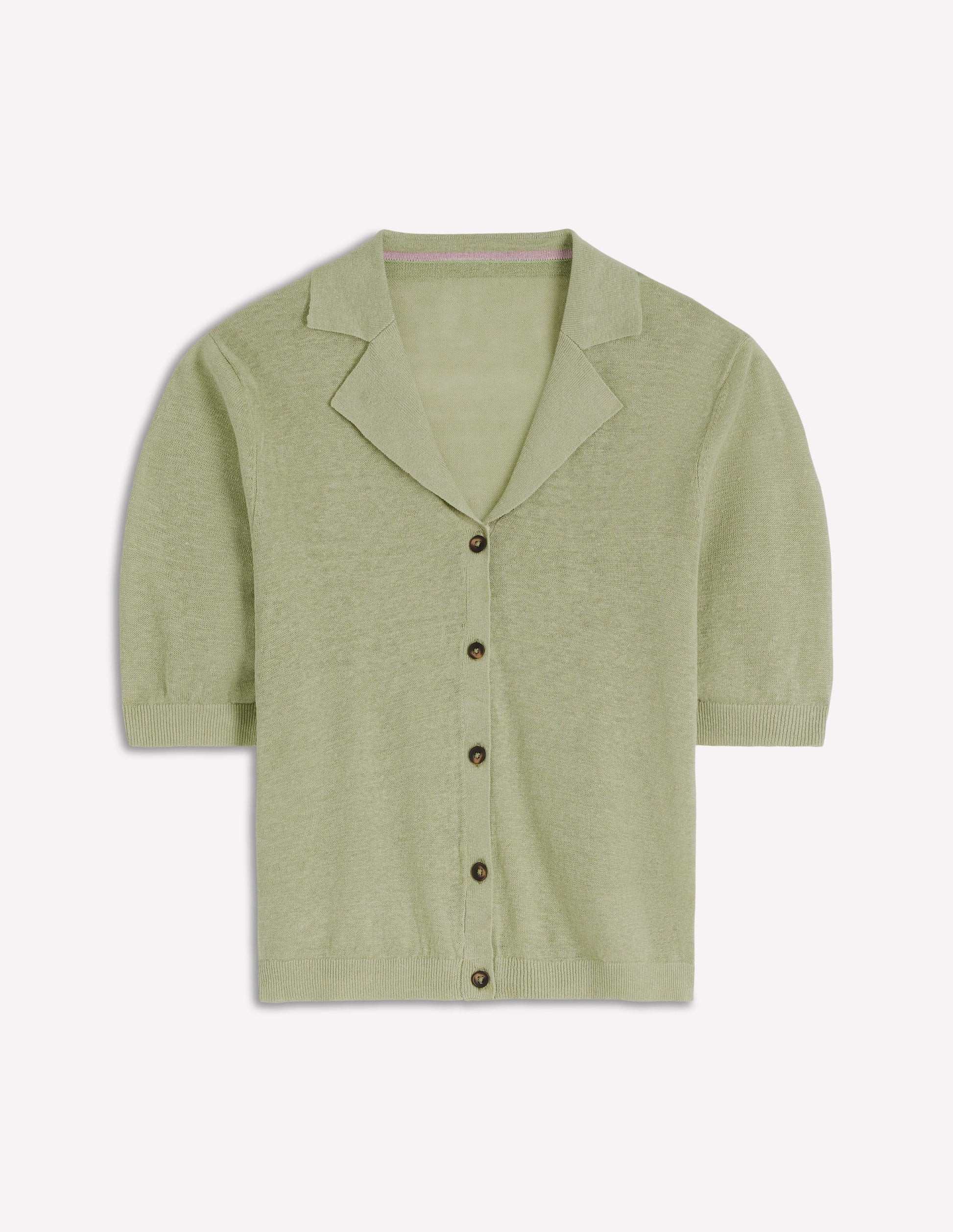 Agnes Collar Linen Cardigan-Green | Boden (US)