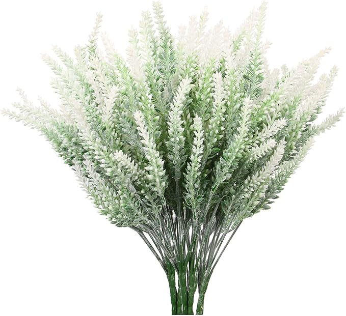 Artificial Flowers 12 Bundles Lavender Bouquet for Wedding Home Office Decoration - White | Amazon (US)