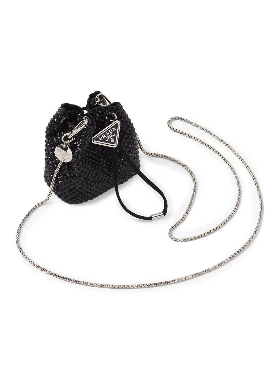 Women's Satin Mini-Pouch With Synthetic Crystals - Black | Saks Fifth Avenue