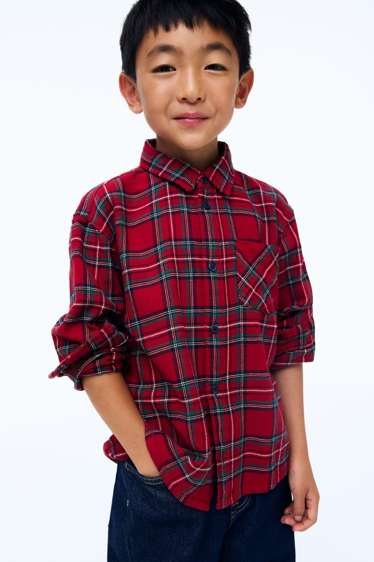 Cotton Flannel Shirt - Red/plaid - Kids | H&M US | H&M (US + CA)