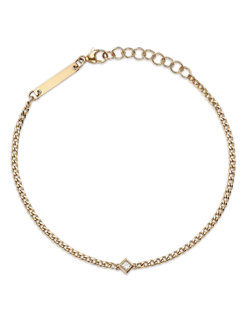 Zoe Chicco 14K Yellow Gold Princess Diamonds Diamond Solitaire Curb Chain Bracelet, 0.06 tcw | Bloomingdale's (US)