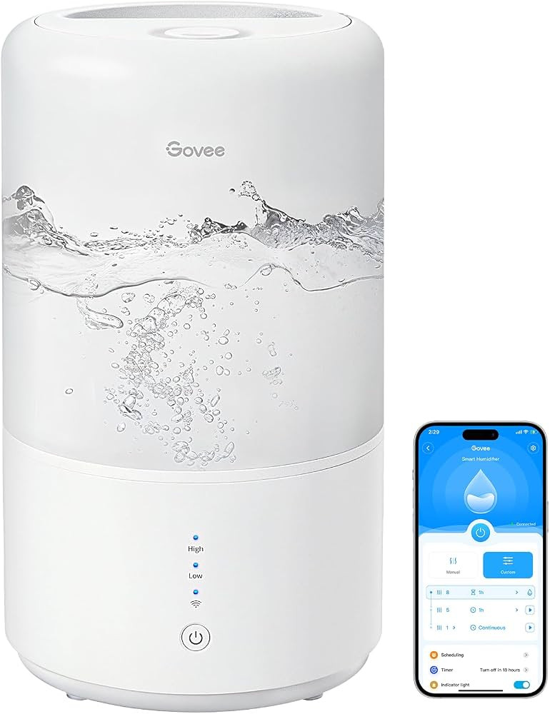Govee Smart Humidifiers for Bedroom, Top Fill 3L Cool Mist Humidifier with Essential Oil Diffuser... | Amazon (US)