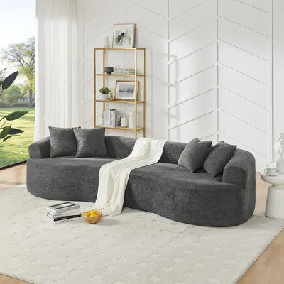 Modern Cloud 4-Seater Sectional Curved Sofa, Minimalist Compression Living Room Couch, No Assembly Needed, Chenille | Wayfair North America