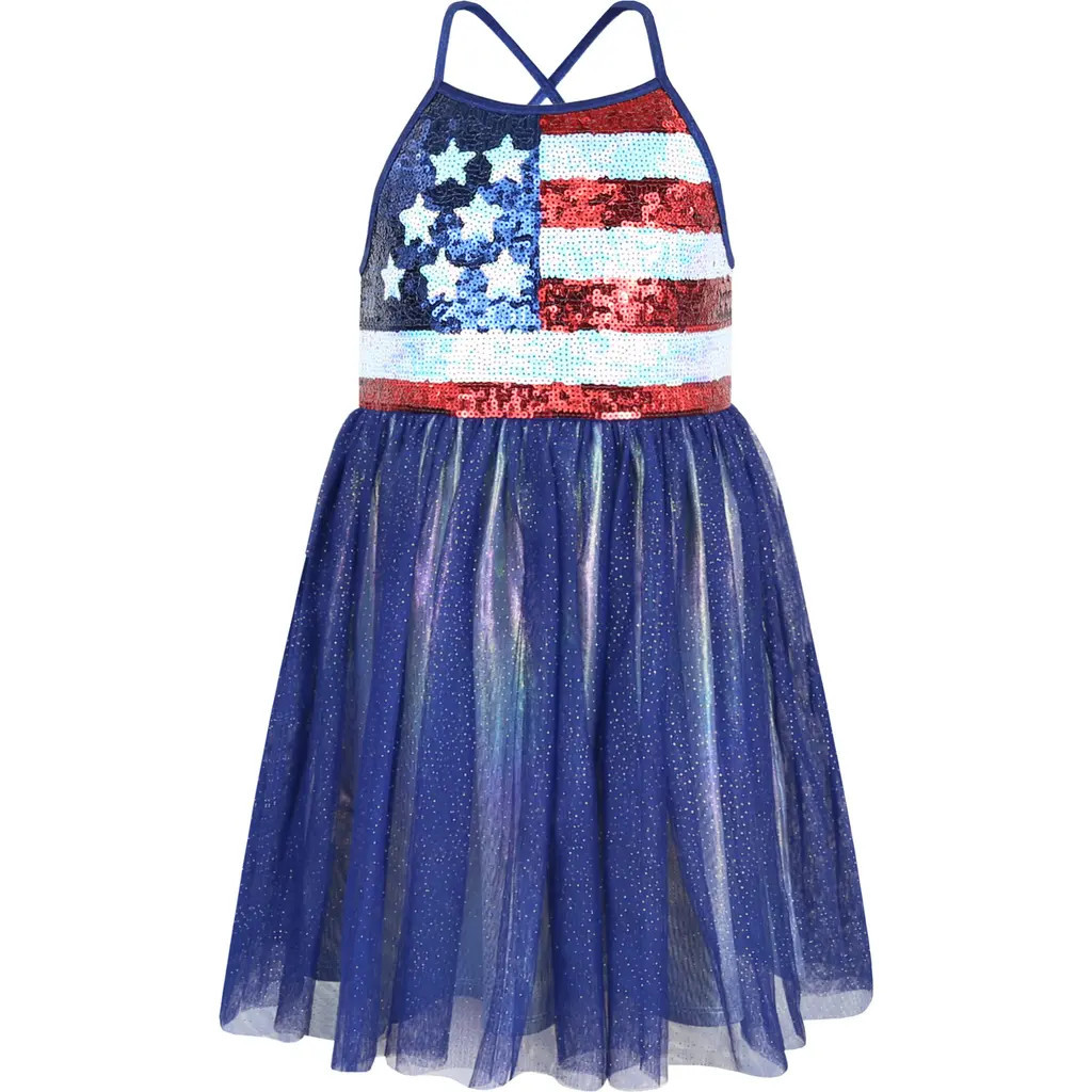 Zunie Kids' Sequin Flag Party Dress in Navy/red at Nordstrom, Size 4 | Nordstrom