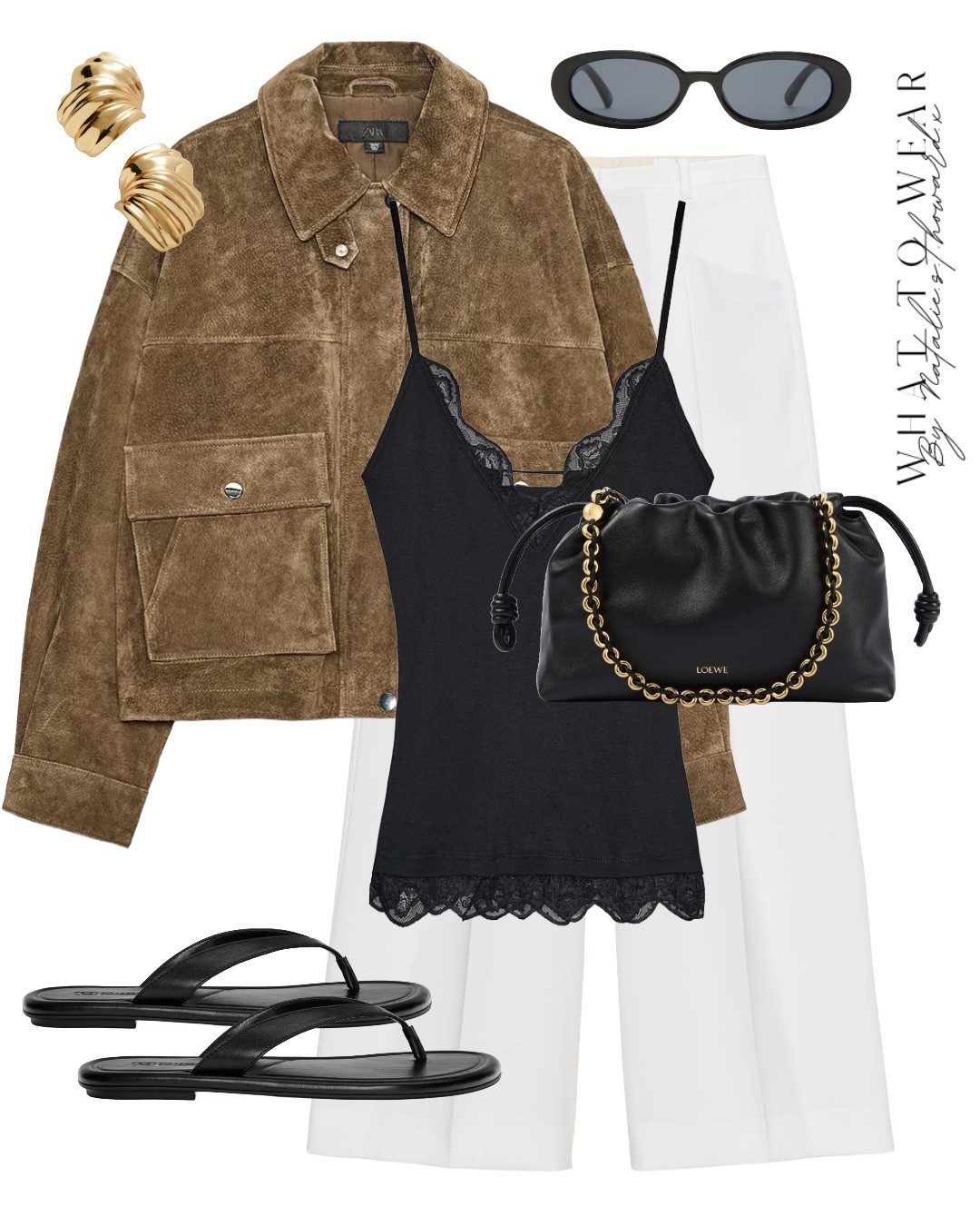 Styling this stunning brown suede bonnet jacket. Love it paired with this black lace trim cami and white trousers. A neutral outfit idea that’s super classic 

#LTKstyletip #LTKuk #LTKautumn