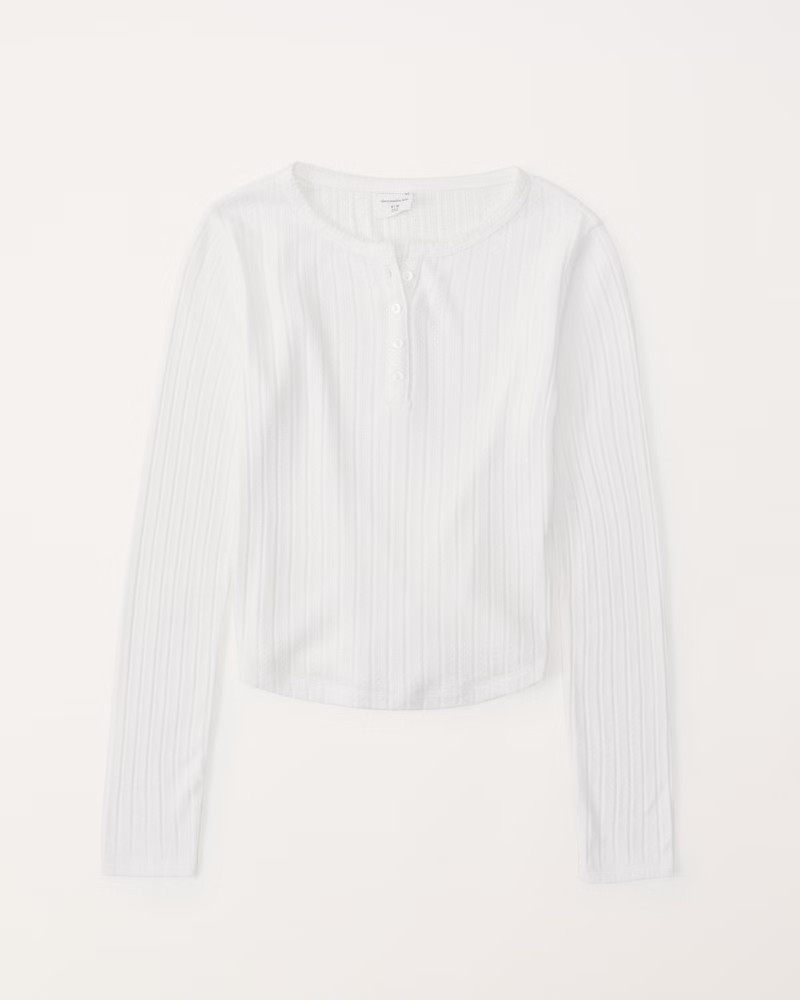 long-sleeve pointelle henley tee | Abercrombie & Fitch (US)