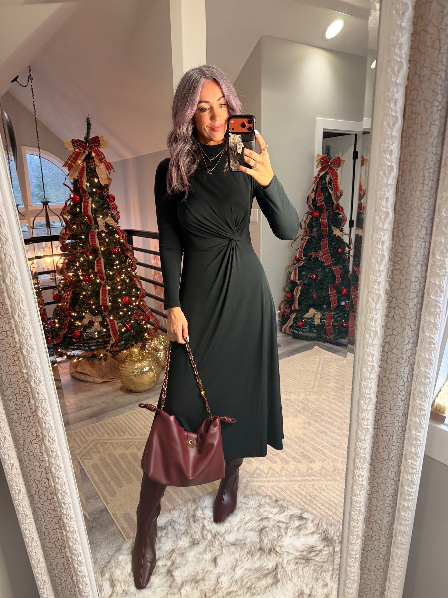 Perfect dress for church in fall/winter. Wearing size small in dress. forget the fleece tights and size up in those I’m wearing size L/XL

#LTKOver40