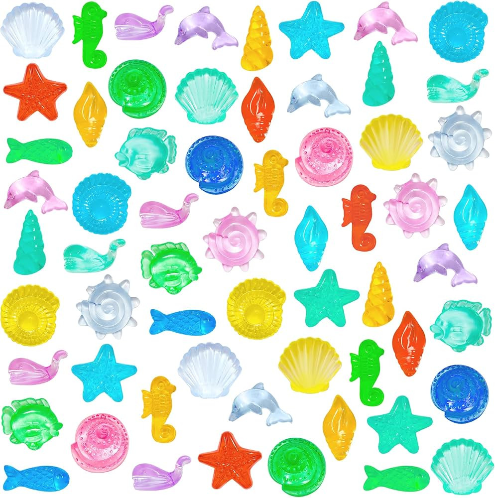 QEQEKAKA 450pcs Mini Ocean Sensory Bin Kit - Plastic Seashells Acrylic Gems for Diving Toys, Vase... | Amazon (US)